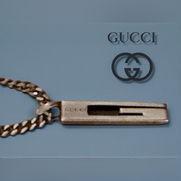 Gucci G Bar Pendant Necklace With Original Chain